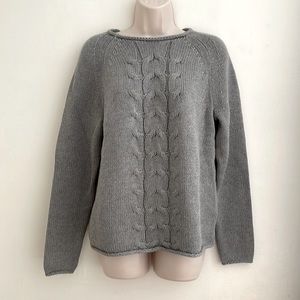 J Crew Mercantile Gray Cotton Cable Knit Sweater NWT